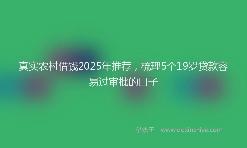 真实农村借钱2025年推荐，梳理5个19岁贷款容易过审批的口子
