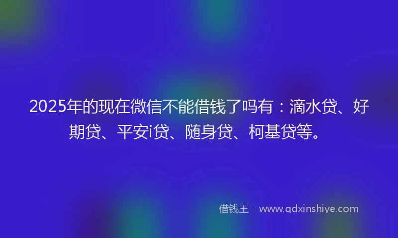 2025年的现在微信不能借钱了吗有：滴水贷、好期贷、平安i贷、随身贷、柯基贷等。