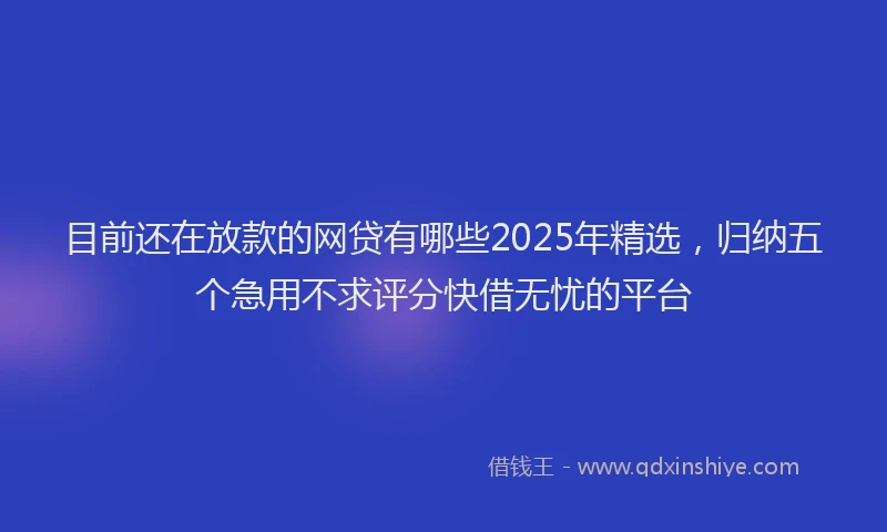 目前还在放款的网贷有哪些2025年精选，归纳五个急用不求评分快借无忧的平台