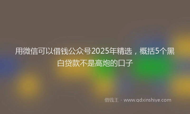 用微信可以借钱公众号2025年精选，概括5个黑白贷款不是高炮的口子