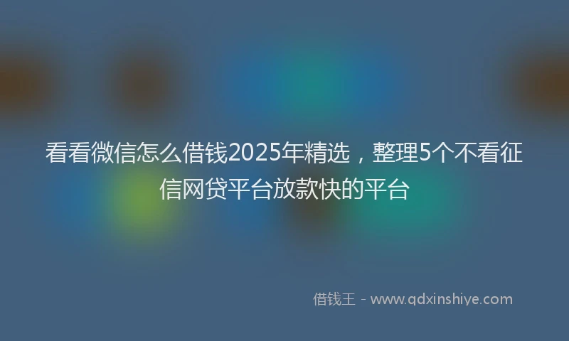 看看微信怎么借钱2025年精选，整理5个不看征信网贷平台放款快的平台