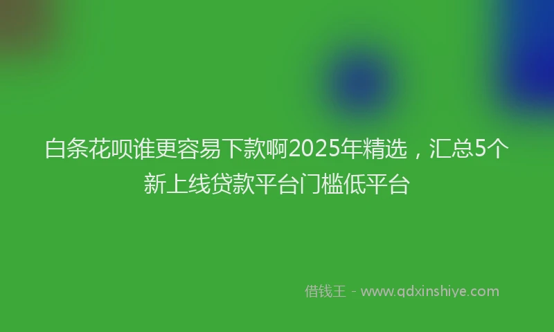 白条花呗谁更容易下款啊2025年精选，汇总5个新上线贷款平台门槛低平台