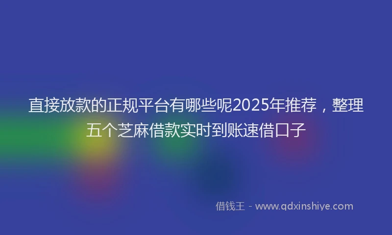直接放款的正规平台有哪些呢2025年推荐，整理五个芝麻借款实时到账速借口子