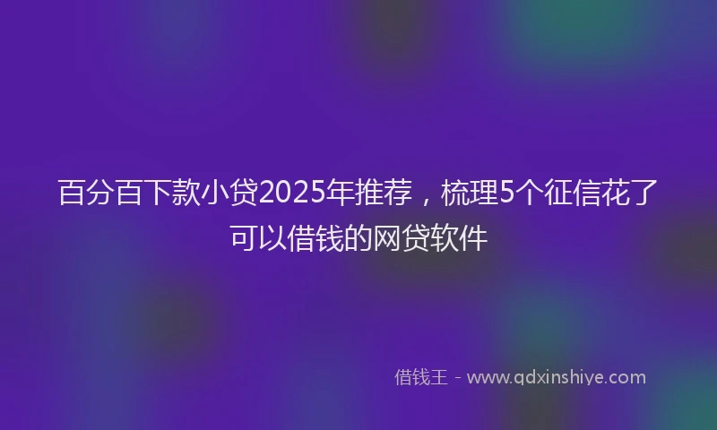 百分百下款小贷2025年推荐，梳理5个征信花了可以借钱的网贷软件