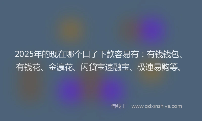 2025年的现在哪个口子下款容易有：有钱钱包、有钱花、金瀛花、闪贷宝速融宝、极速易购等。