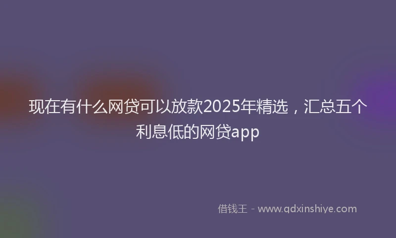 现在有什么网贷可以放款2025年精选，汇总五个利息低的网贷app