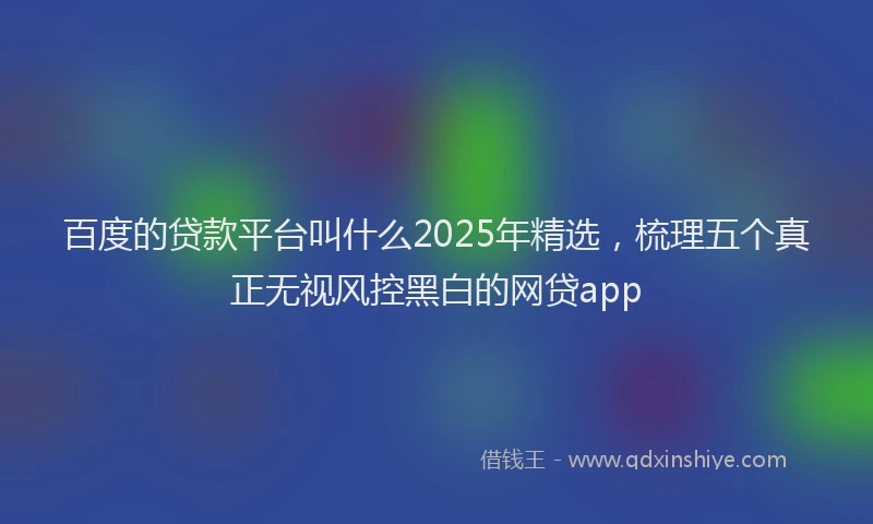 百度的贷款平台叫什么2025年精选，梳理五个真正无视风控黑白的网贷app