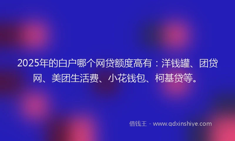 2025年的白户哪个网贷额度高有：洋钱罐、团贷网、美团生活费、小花钱包、柯基贷等。
