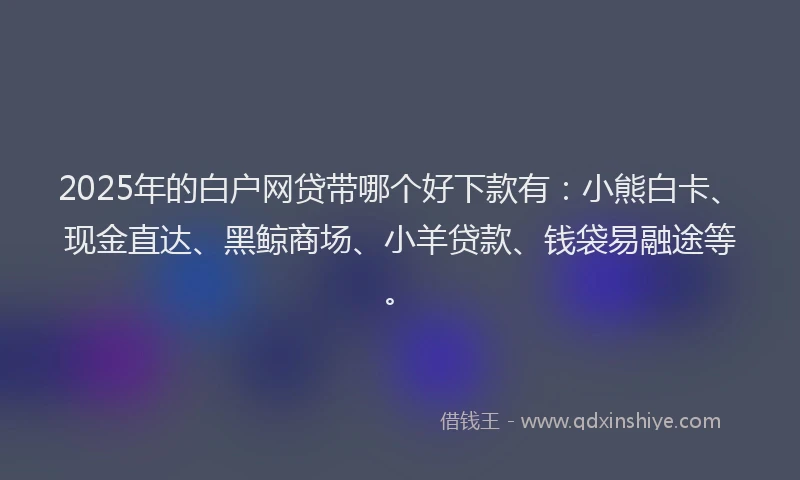 2025年的白户网贷带哪个好下款有：小熊白卡、现金直达、黑鲸商场、小羊贷款、钱袋易融途等。