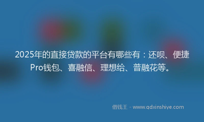 2025年的直接贷款的平台有哪些有：还呗、便捷Pro钱包、喜融信、理想给、普融花等。