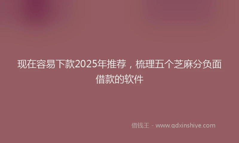 现在容易下款2025年推荐，梳理五个芝麻分负面借款的软件