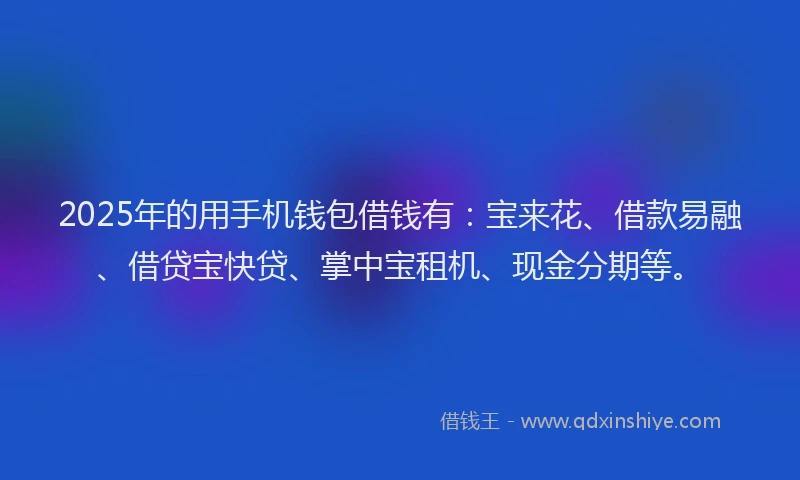 2025年的用手机钱包借钱有：宝来花、借款易融、借贷宝快贷、掌中宝租机、现金分期等。