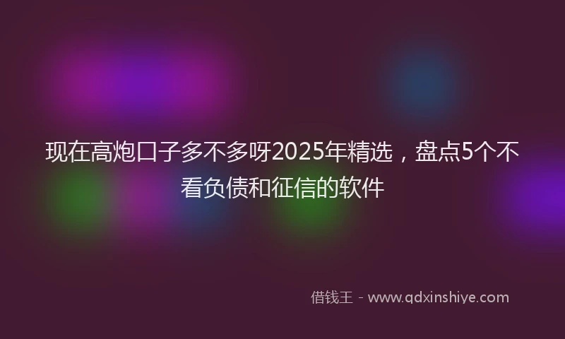 现在高炮口子多不多呀2025年精选，盘点5个不看负债和征信的软件