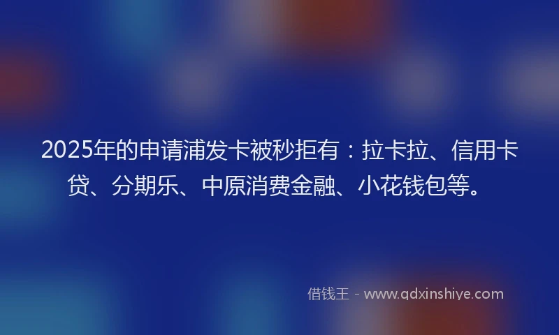 2025年的申请浦发卡被秒拒有：拉卡拉、信用卡贷、分期乐、中原消费金融、小花钱包等。