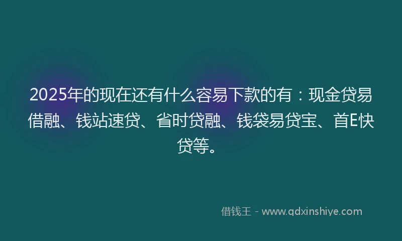 2025年的现在还有什么容易下款的有：现金贷易借融、钱站速贷、省时贷融、钱袋易贷宝、首E快贷等。