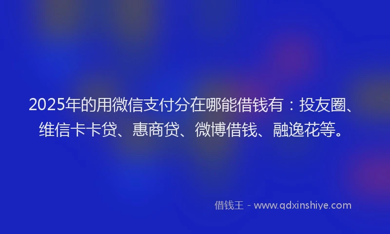 2025年的用微信支付分在哪能借钱有：投友圈、维信卡卡贷、惠商贷、微博借钱、融逸花等。