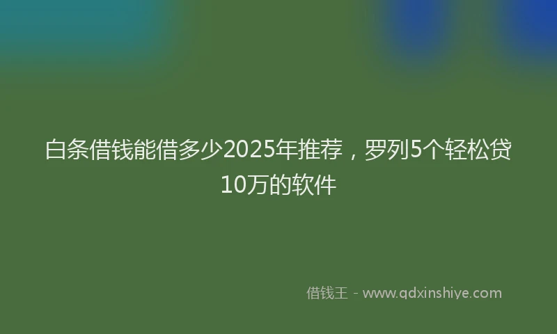 白条借钱能借多少2025年推荐，罗列5个轻松贷10万的软件