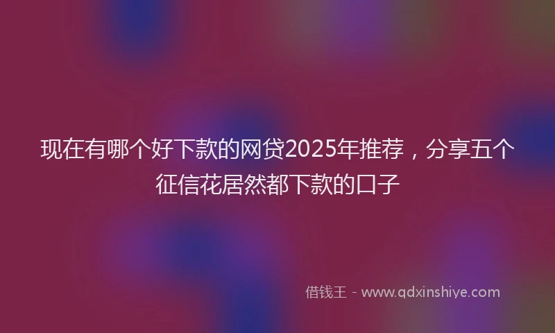 现在有哪个好下款的网贷2025年推荐，分享五个征信花居然都下款的口子