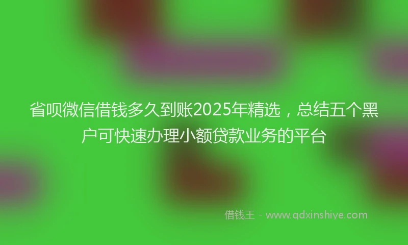 省呗微信借钱多久到账2025年精选，总结五个黑户可快速办理小额贷款业务的平台