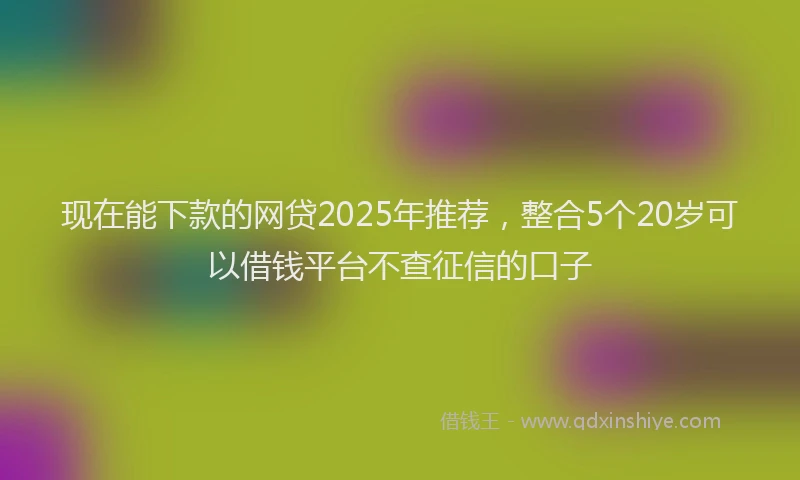 现在能下款的网贷2025年推荐，整合5个20岁可以借钱平台不查征信的口子