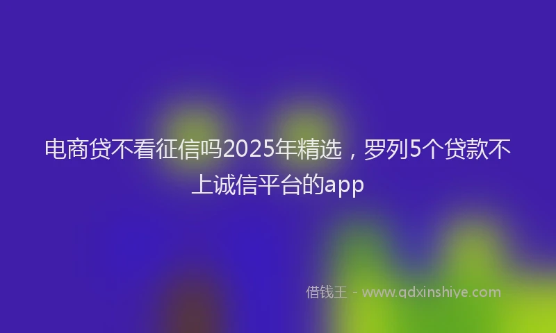 电商贷不看征信吗2025年精选，罗列5个贷款不上诚信平台的app