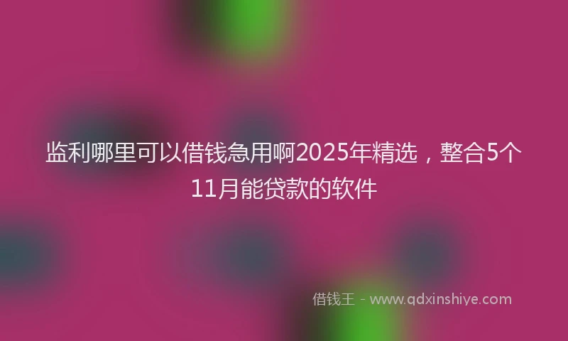 监利哪里可以借钱急用啊2025年精选，整合5个11月能贷款的软件