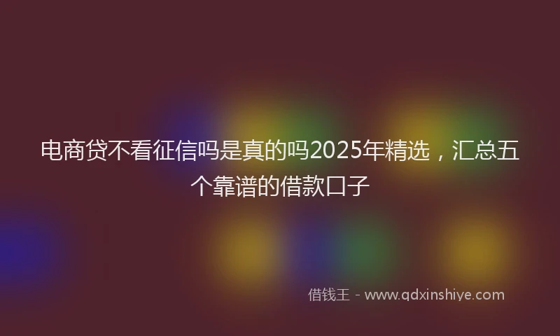 电商贷不看征信吗是真的吗2025年精选，汇总五个靠谱的借款口子