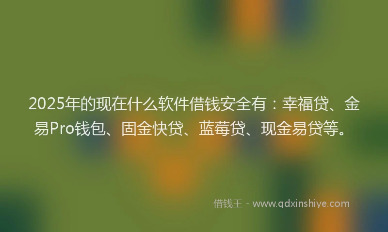 2025年的现在什么软件借钱安全有：幸福贷、金易Pro钱包、固金快贷、蓝莓贷、现金易贷等。