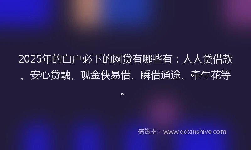 2025年的白户必下的网贷有哪些有：人人贷借款、安心贷融、现金侠易借、瞬借通途、牵牛花等。