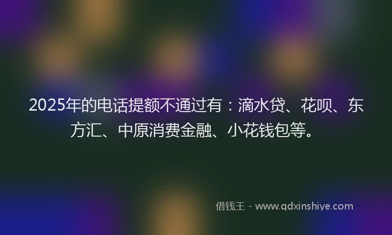 2025年的电话提额不通过有：滴水贷、花呗、东方汇、中原消费金融、小花钱包等。