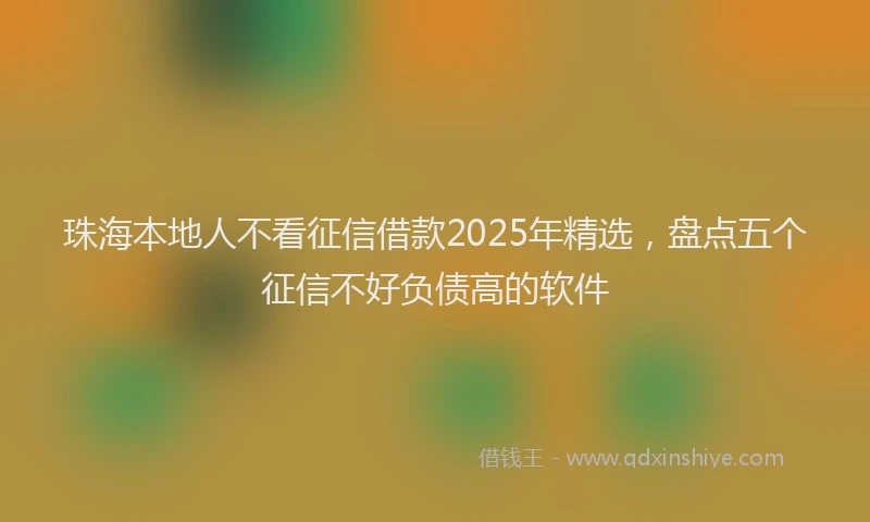 珠海本地人不看征信借款2025年精选，盘点五个征信不好负债高的软件