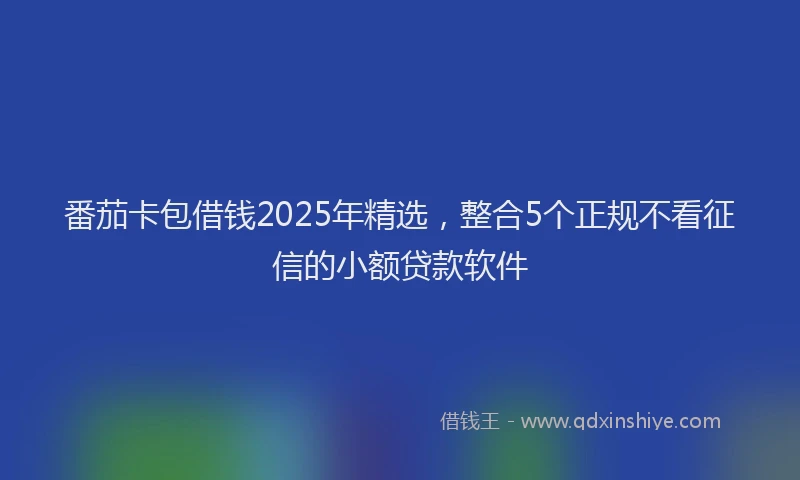 番茄卡包借钱2025年精选，整合5个正规不看征信的小额贷款软件