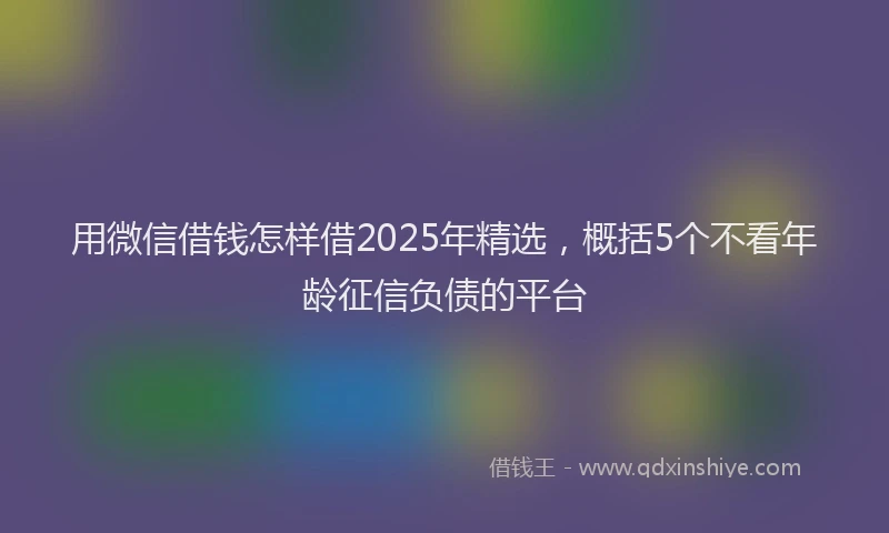 用微信借钱怎样借2025年精选，概括5个不看年龄征信负债的平台