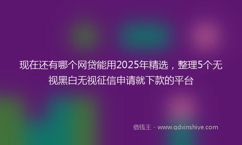 现在还有哪个网贷能用2025年精选，整理5个无视黑白无视征信申请就下款的平台