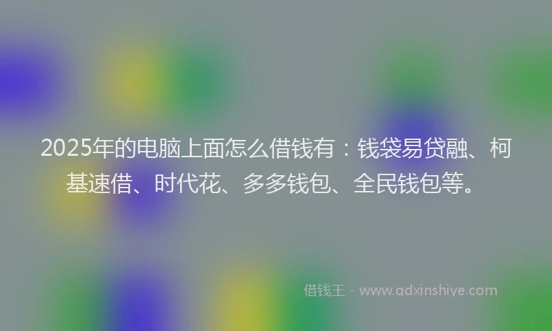 2025年的电脑上面怎么借钱有：钱袋易贷融、柯基速借、时代花、多多钱包、全民钱包等。