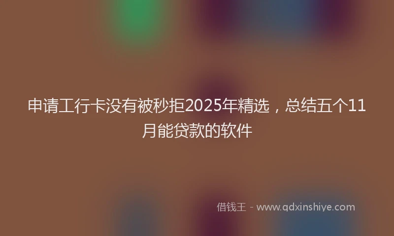 申请工行卡没有被秒拒2025年精选，总结五个11月能贷款的软件