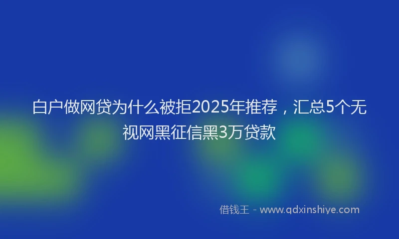 白户做网贷为什么被拒2025年推荐，汇总5个无视网黑征信黑3万贷款
