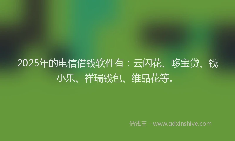 2025年的电信借钱软件有：云闪花、哆宝贷、钱小乐、祥瑞钱包、维品花等。