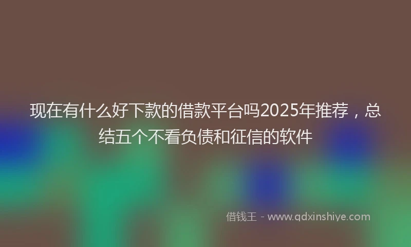 现在有什么好下款的借款平台吗2025年推荐，总结五个不看负债和征信的软件