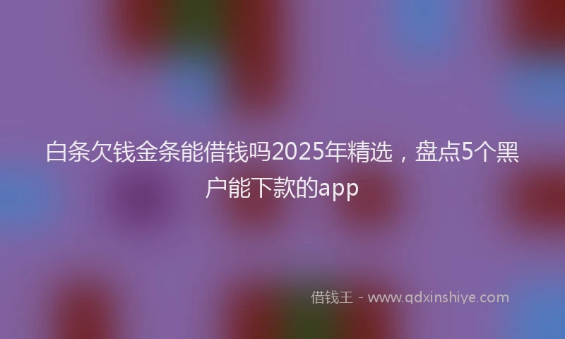 白条欠钱金条能借钱吗2025年精选，盘点5个黑户能下款的app
