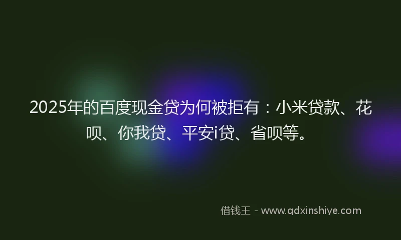 2025年的百度现金贷为何被拒有：小米贷款、花呗、你我贷、平安i贷、省呗等。