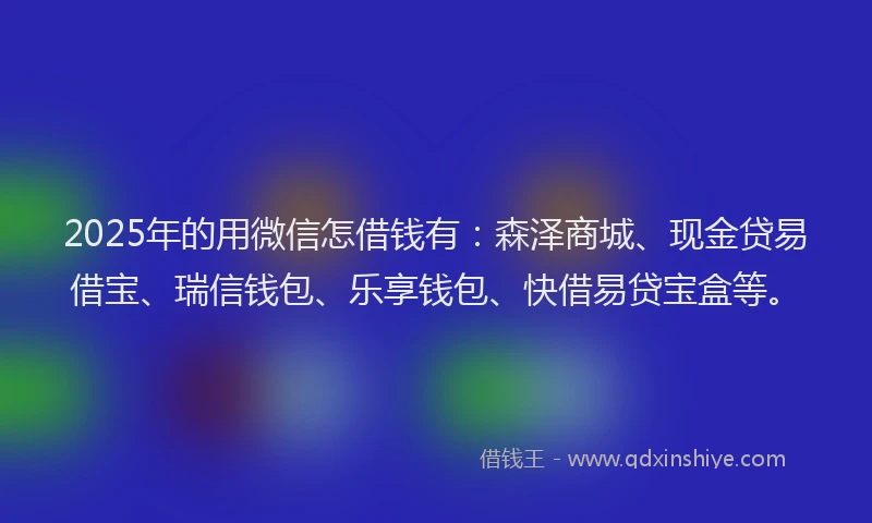 2025年的用微信怎借钱有：森泽商城、现金贷易借宝、瑞信钱包、乐享钱包、快借易贷宝盒等。
