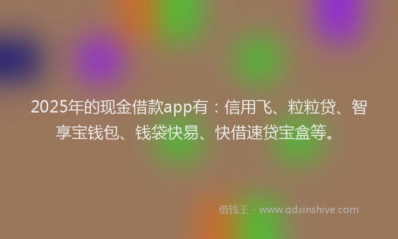 2025年的现金借款app有：信用飞、粒粒贷、智享宝钱包、钱袋快易、快借速贷宝盒等。