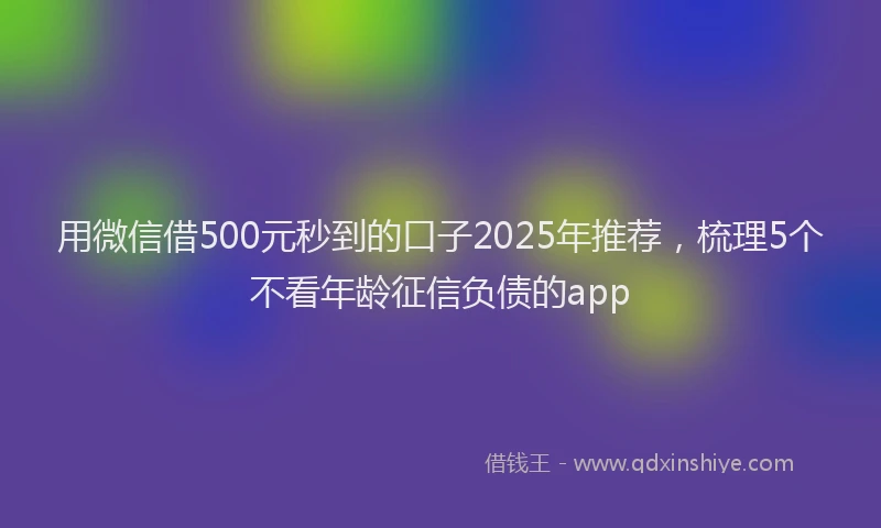 用微信借500元秒到的口子2025年推荐，梳理5个不看年龄征信负债的app