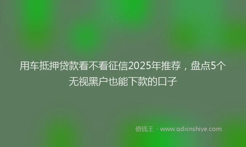 用车抵押贷款看不看征信2025年推荐，盘点5个无视黑户也能下款的口子