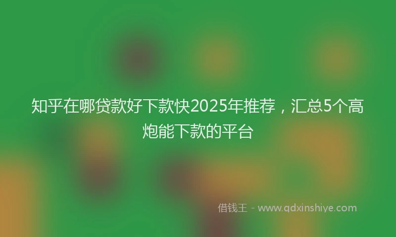 知乎在哪贷款好下款快2025年推荐，汇总5个高炮能下款的平台