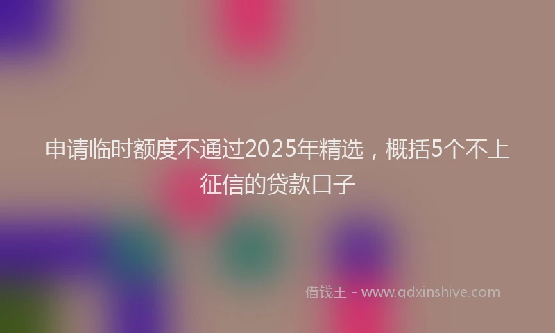 申请临时额度不通过2025年精选，概括5个不上征信的贷款口子