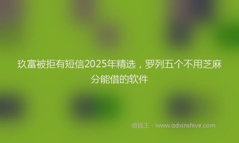 玖富被拒有短信2025年精选，罗列五个不用芝麻分能借的软件