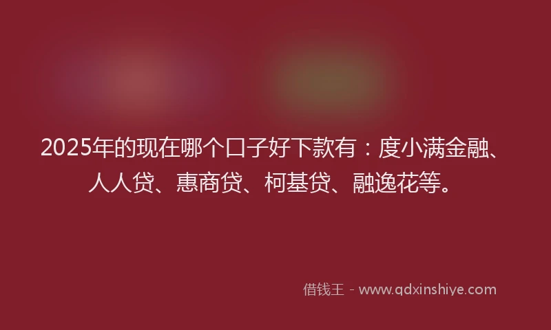 2025年的现在哪个口子好下款有：度小满金融、人人贷、惠商贷、柯基贷、融逸花等。