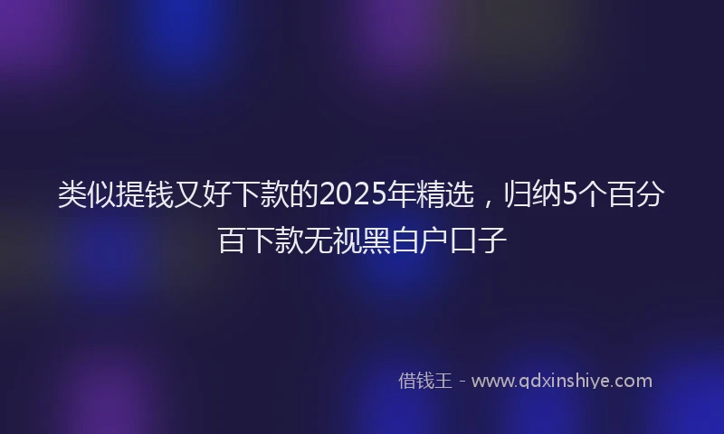类似提钱又好下款的2025年精选，归纳5个百分百下款无视黑白户口子